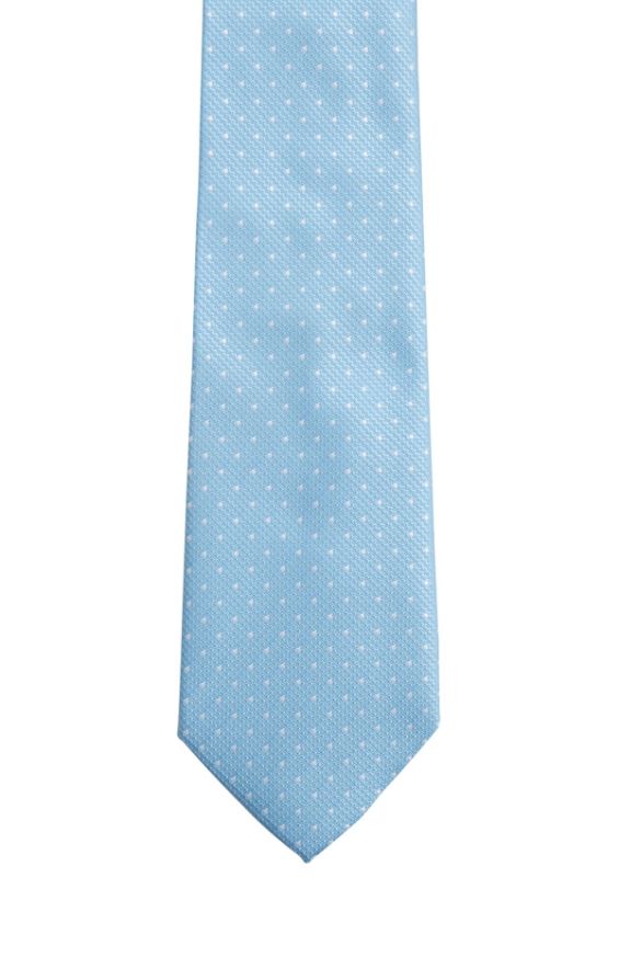 Dobell Light Blue Textured Spots Tie | Dobell