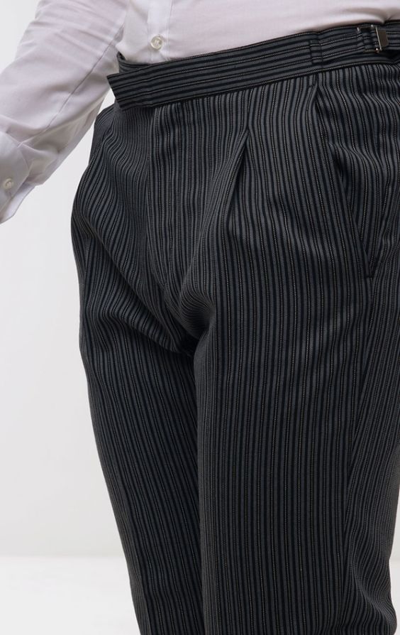 Grey and black striped best sale trousers