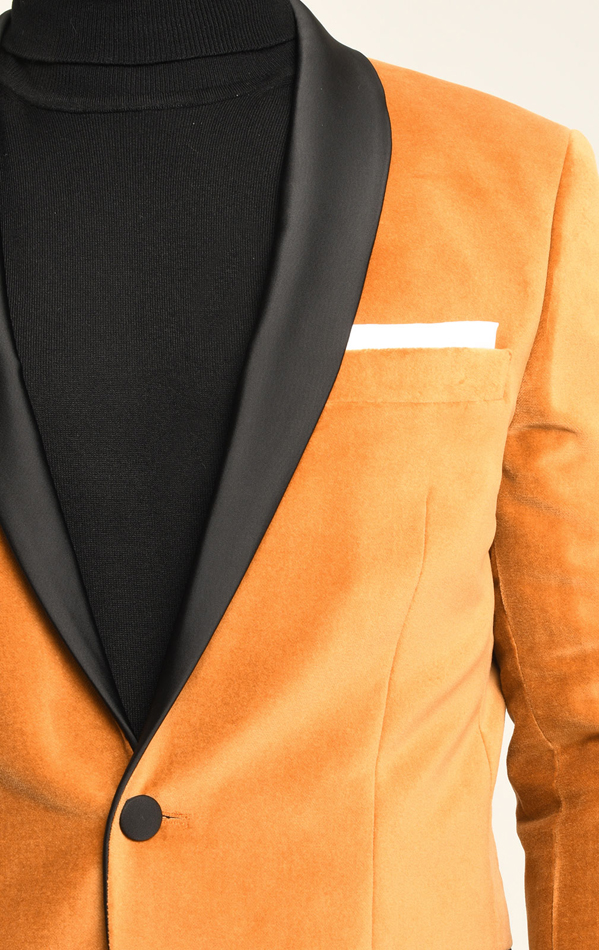 Dobell Burnt Orange Velvet Tuxedo Jacket Dobell