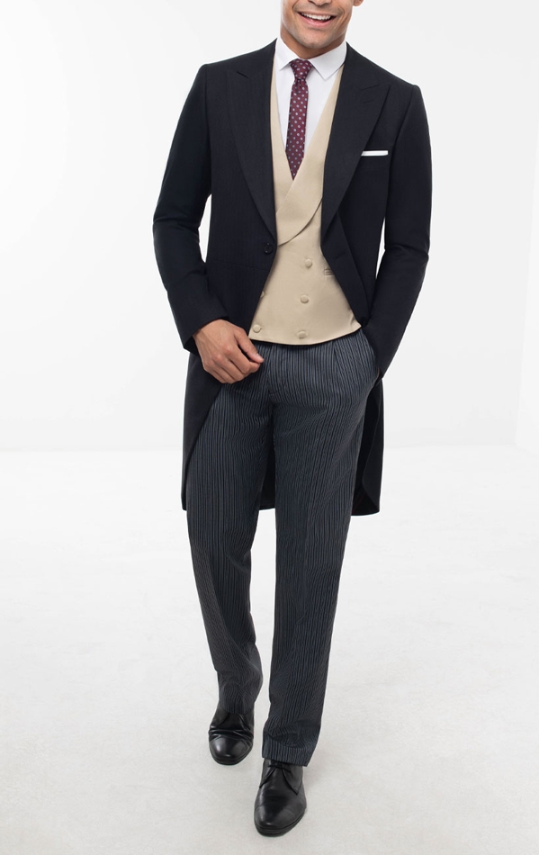 Dobell Black Herringbone Morning Suit 