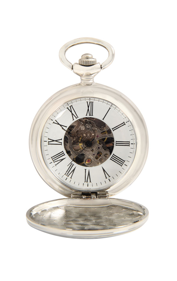Silver Coloured Skeleton Pocket Watch Dobell