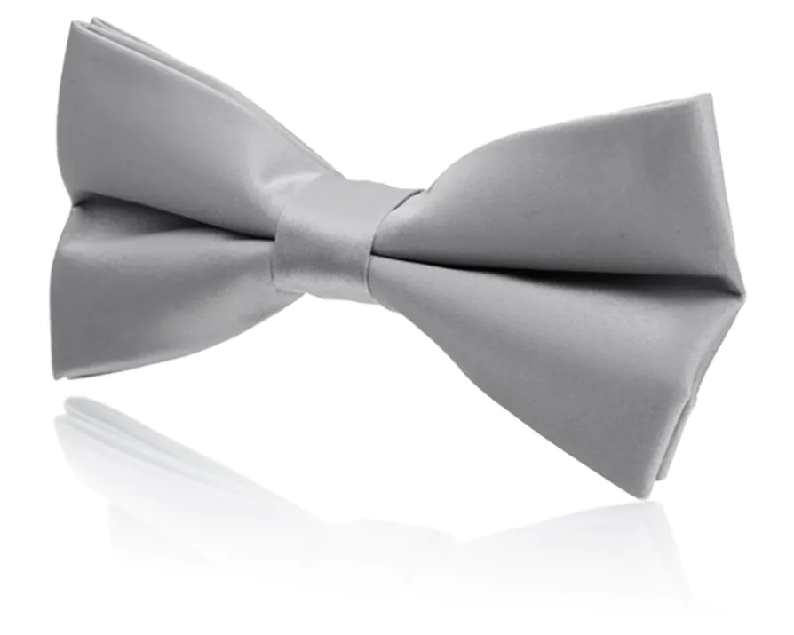 Boys Pre-Tied Silver Poly Bow Tie