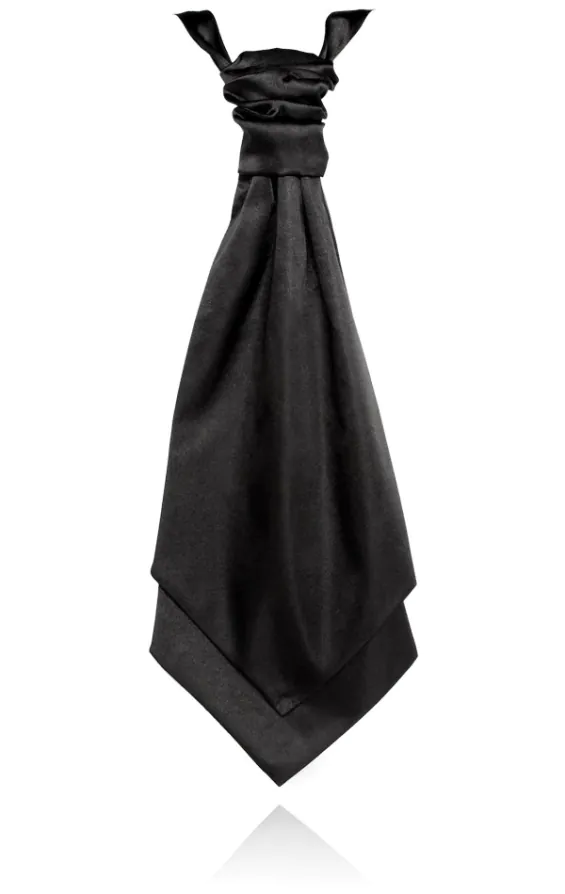 Boys Black Polyester Satin Cravat Boys Black Polyester Satin Cravat