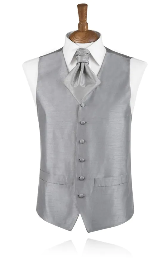 Boys Silver Dupion Vest Boys Silver Dupion Vest