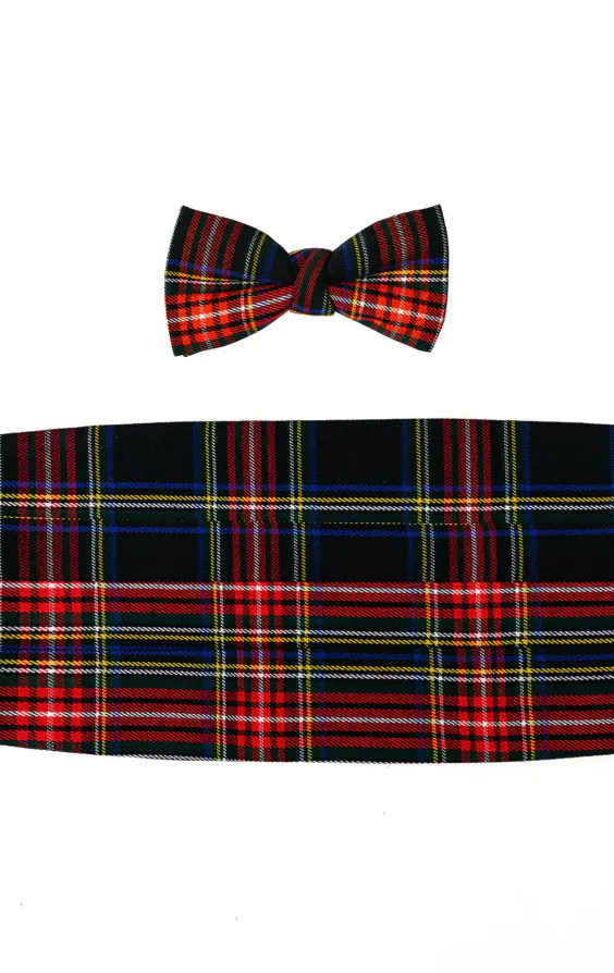 Navy Blue Tartan Cummerbund & Pre-Tied Bow Tie Set Navy Blue Tartan Cummerbund & Pre-Tied Bow Tie Set