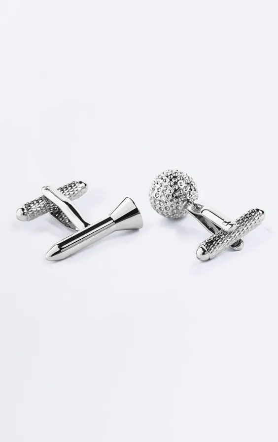 Silver Coloured Golf Ball and Tee Cufflinks - photo 1