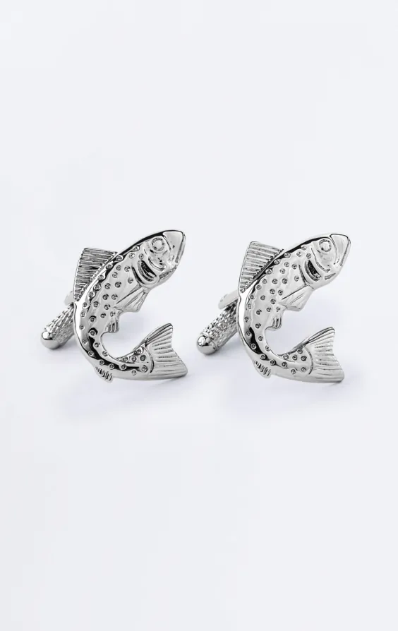 Silver Coloured Fish Cufflinks Silver Coloured Fish Cufflinks