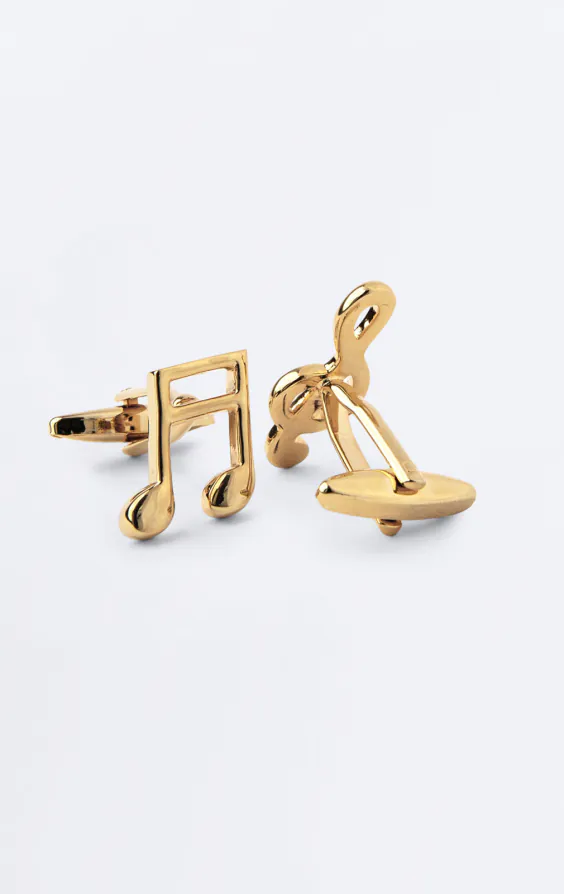 Gold Coloured Treble Clef & Music Note Cufflinks - photo 1