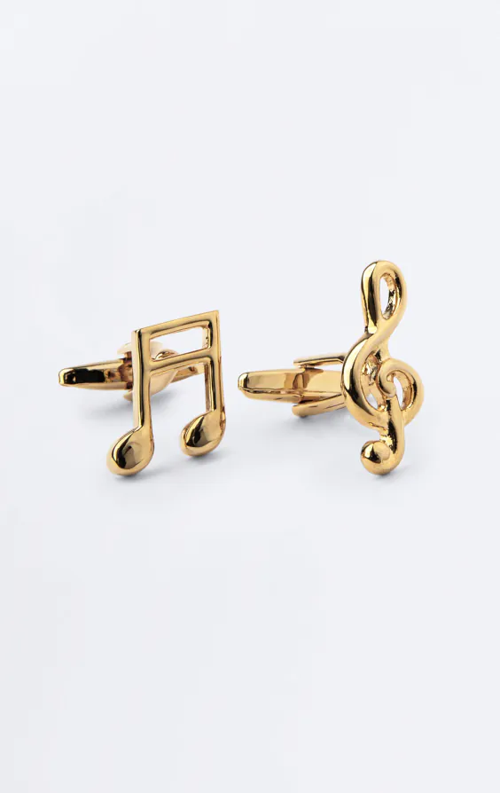 Gold Coloured Treble Clef & Music Note Cufflinks