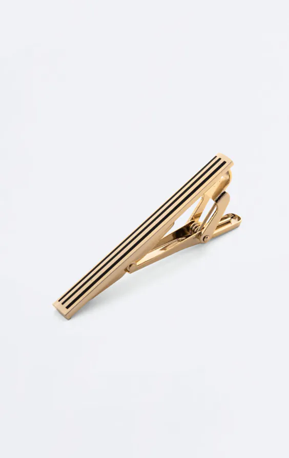Gold and Black Coloured Rectangle Cufflinks and Tie Clip - photo 2 Gold and Black Coloured Rectangle Cufflinks and Tie Clip - photo 2
