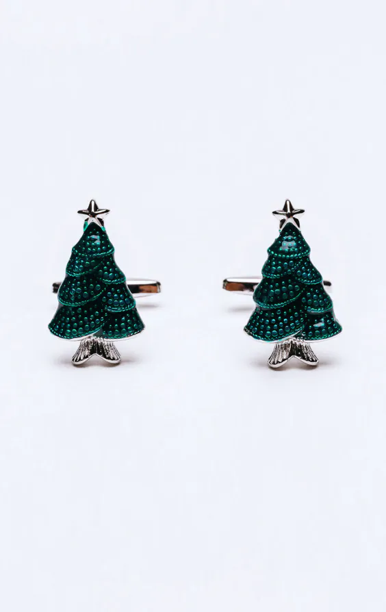 Green Christmas Tree Cufflinks Green Christmas Tree Cufflinks
