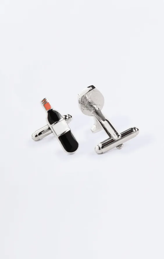 Red Wine Bottle and Glass Cufflinks - photo 1 Red Wine Bottle and Glass Cufflinks - photo 1