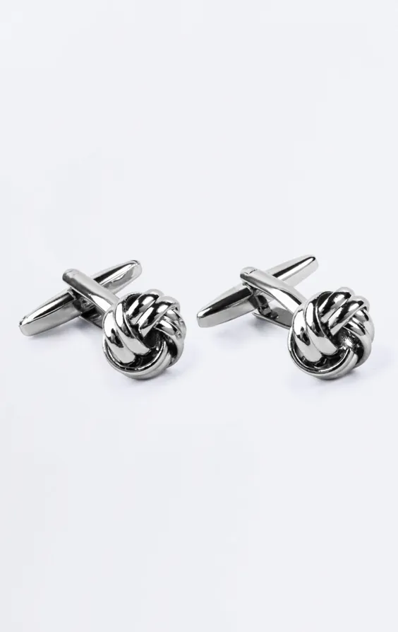 Silver Coloured Large Knot Cufflinks Silver Coloured Large Knot Cufflinks