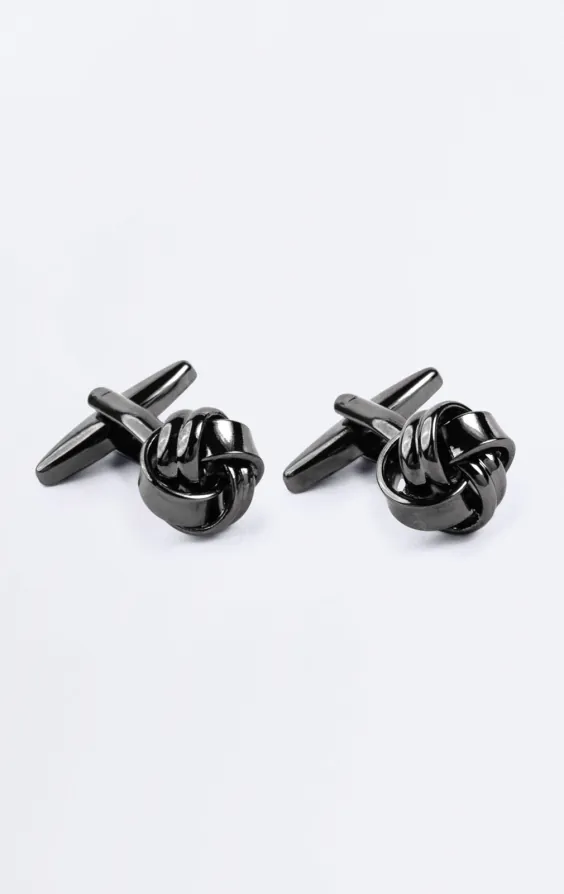 Gunmetal Grey Knot Cufflinks Gunmetal Grey Knot Cufflinks