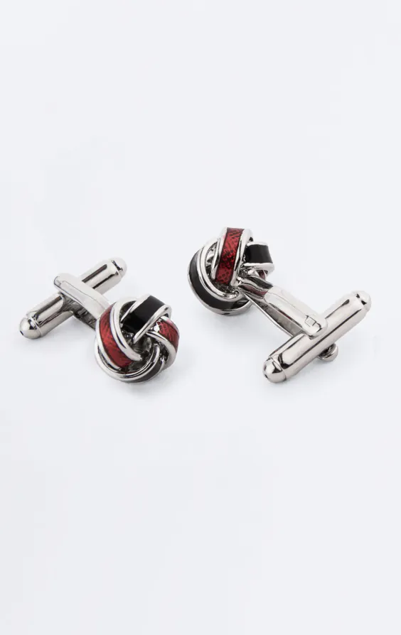 Black, Red and Silver Knot Cufflinks - photo 1 Black, Red and Silver Knot Cufflinks - photo 1