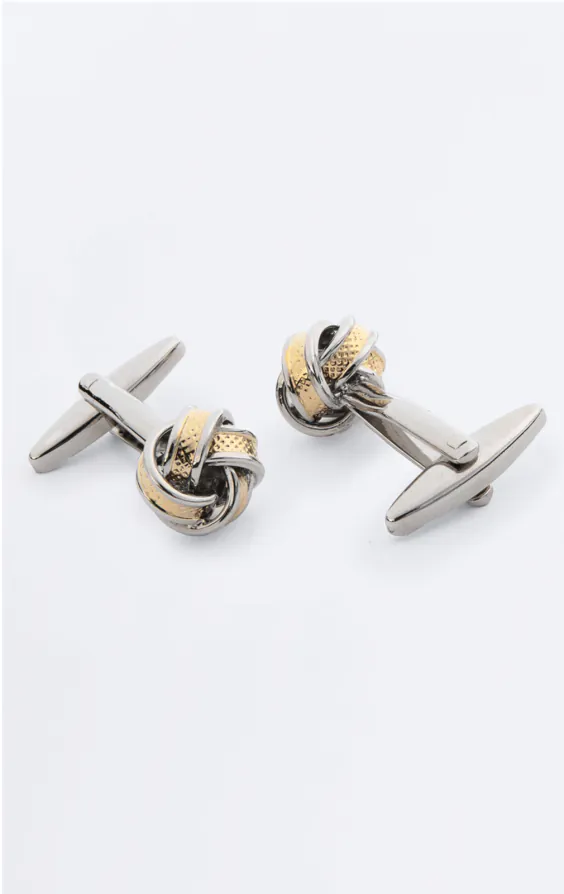 Silver and Gold Coloured Knot Cufflinks - photo 1 Silver and Gold Coloured Knot Cufflinks - photo 1