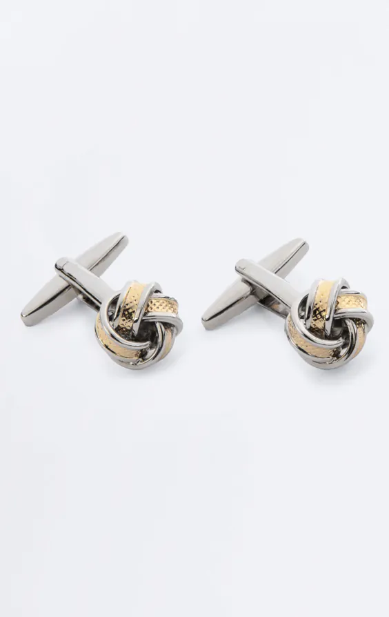 Silver and Gold Coloured Knot Cufflinks Silver and Gold Coloured Knot Cufflinks