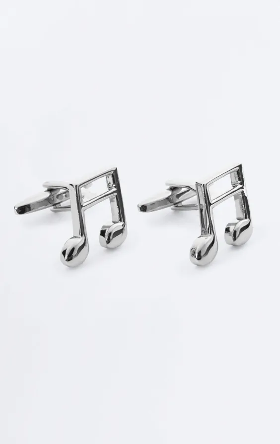 Silver Coloured Music Note Cufflinks Silver Coloured Music Note Cufflinks
