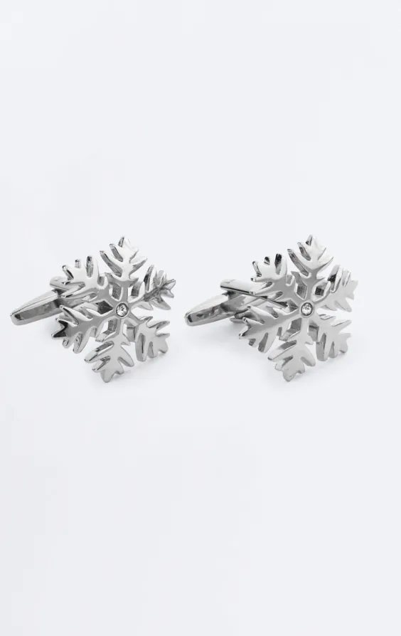 Silver Coloured Snow Flake Cufflinks Silver Coloured Snow Flake Cufflinks