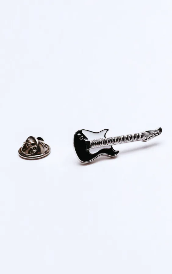 Black and White Guitar Lapel Badge - photo 1 Black and White Guitar Lapel Badge - photo 1