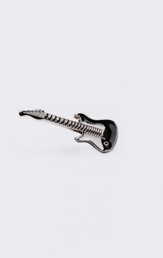 Black and White Guitar Lapel Badge Black and White Guitar Lapel Badge