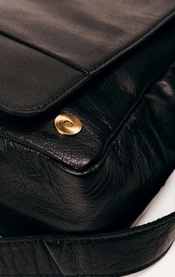 Black Leather Large Messenger Bag - photo 4