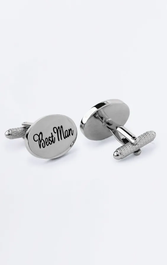Silver Coloured Best Man Cufflinks - photo 1 Silver Coloured Best Man Cufflinks - photo 1