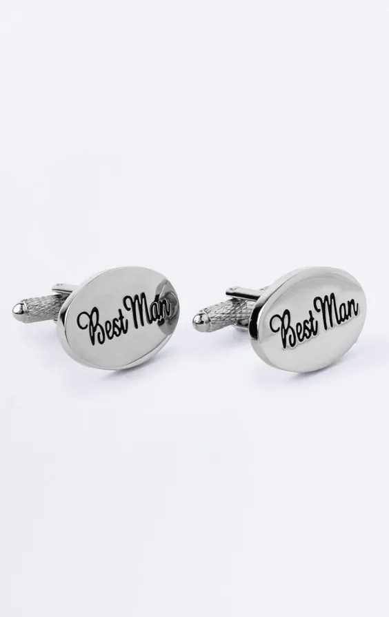 Silver Coloured Best Man Cufflinks Silver Coloured Best Man Cufflinks