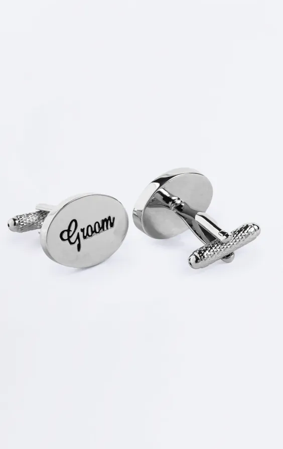 Silver Coloured Groom Cufflinks - photo 1 Silver Coloured Groom Cufflinks - photo 1