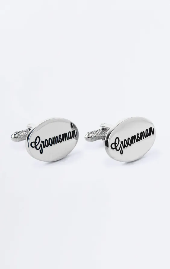 Silver Coloured Groomsman Cufflinks Silver Coloured Groomsman Cufflinks