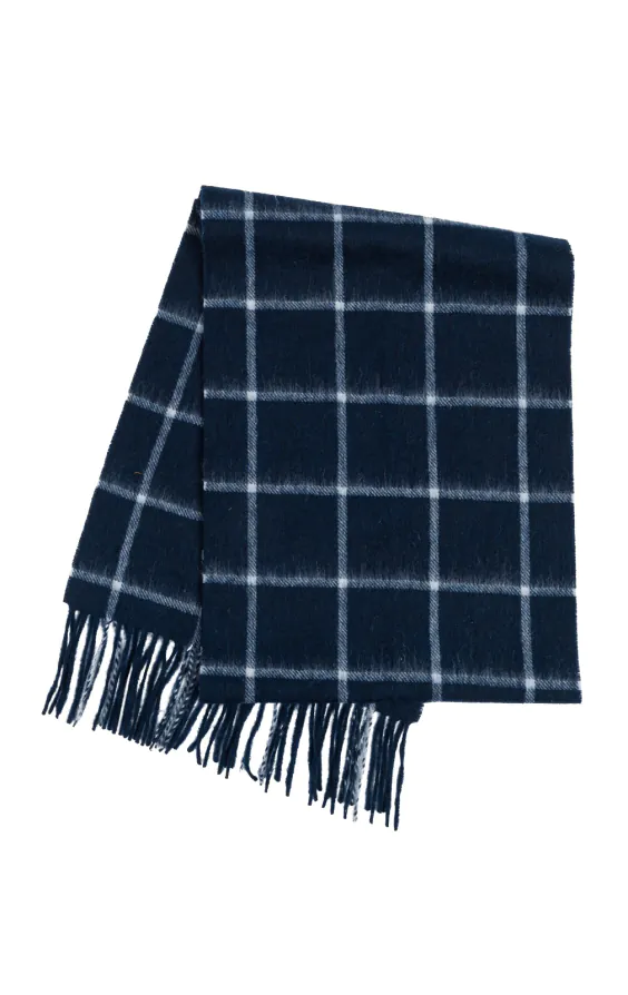 Navy and Cream Check Brushed Wool Scarf - photo 1 Navy and Cream Check Brushed Wool Scarf - photo 1