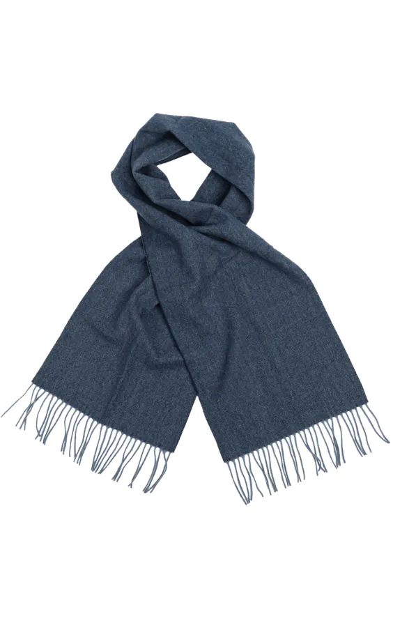 Blue Herringbone Wool Scarf Blue Herringbone Wool Scarf