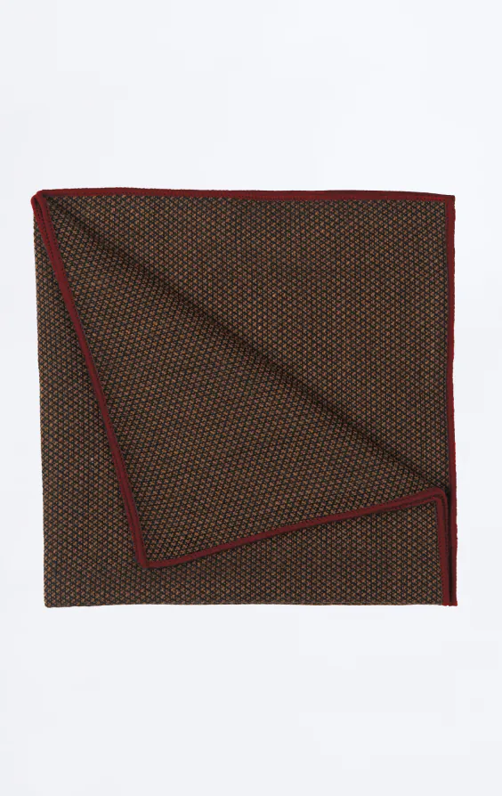 Brown Weave Handkerchief with Burgundy Tipping