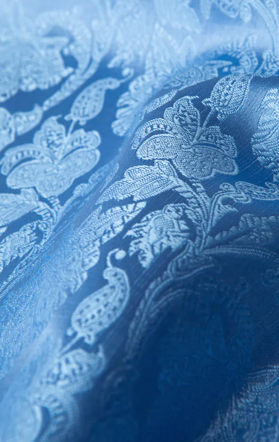 Mid Blue Leaf Jacquard Handkerchief - photo 1