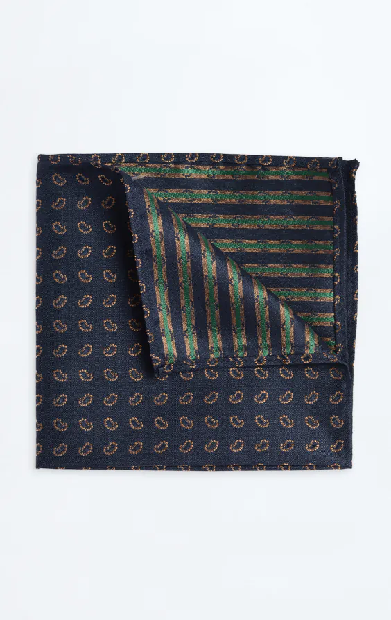 Navy Paisley Pattern Handkerchief