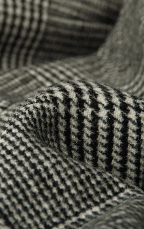 Black and Cream Prince of Wales Check Tweed Vest - photo 3