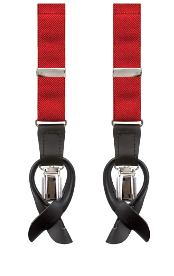 Luxury Slim 2-in-1 Red Braces - 25mm