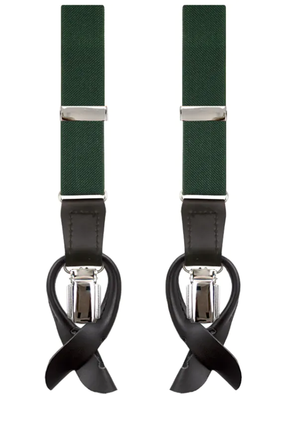 Luxury Slim 2-in-1 Racing Green Braces - 25mm