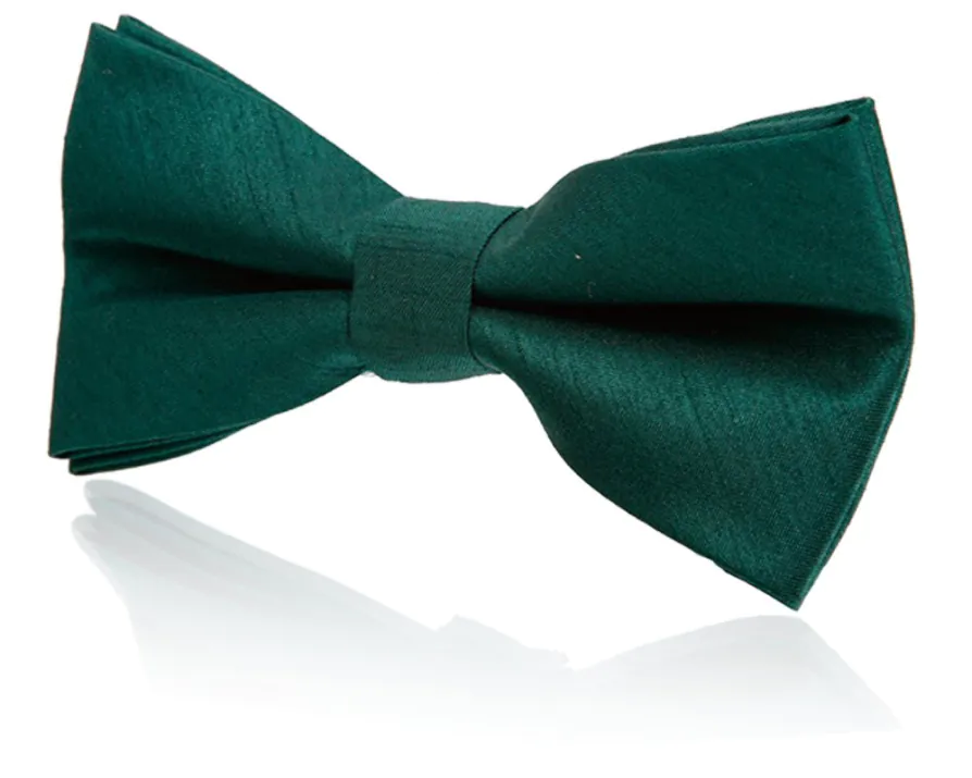 Boys Pre-Tied Racing Green Dupion Bow Tie Boys Pre-Tied Racing Green Dupion Bow Tie