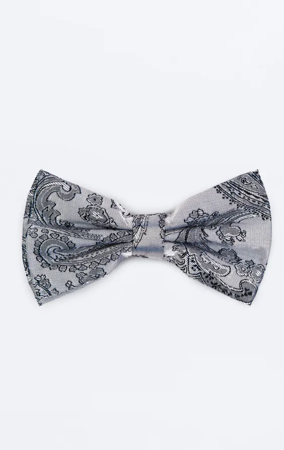 Grey Paisley Bow Tie