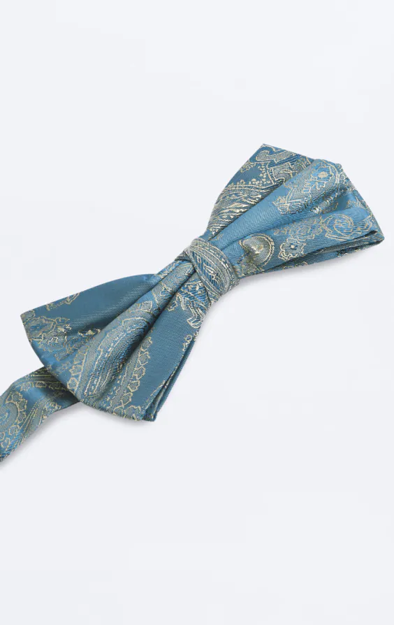 Duck Egg Blue Paisley Bow Tie - photo 1