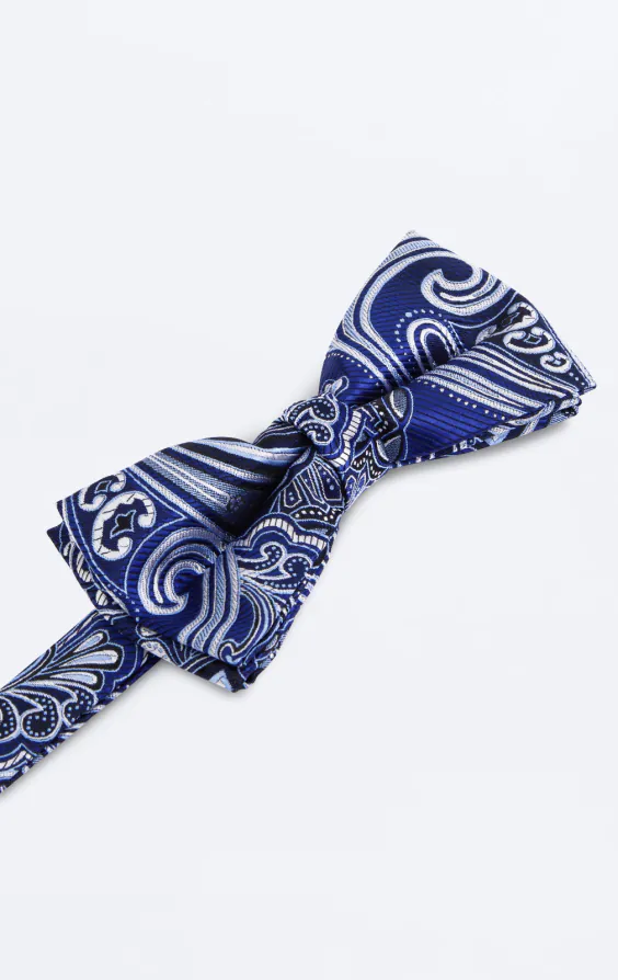 Navy Blue Paisley Jacquard Bow Tie - photo 1