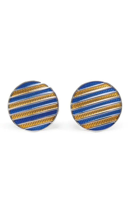 Blue and Gold Striped Cufflinks - photo 2