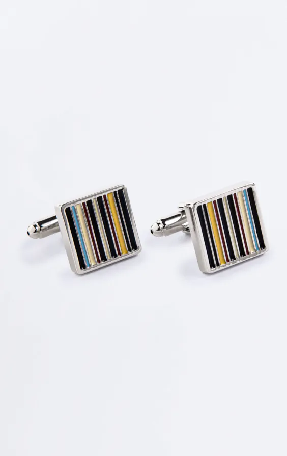 Multicoloured Striped Cufflinks