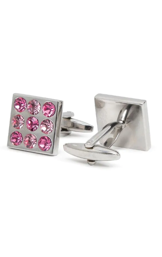 Two Tone Pink Crystal Square Cufflinks - photo 1