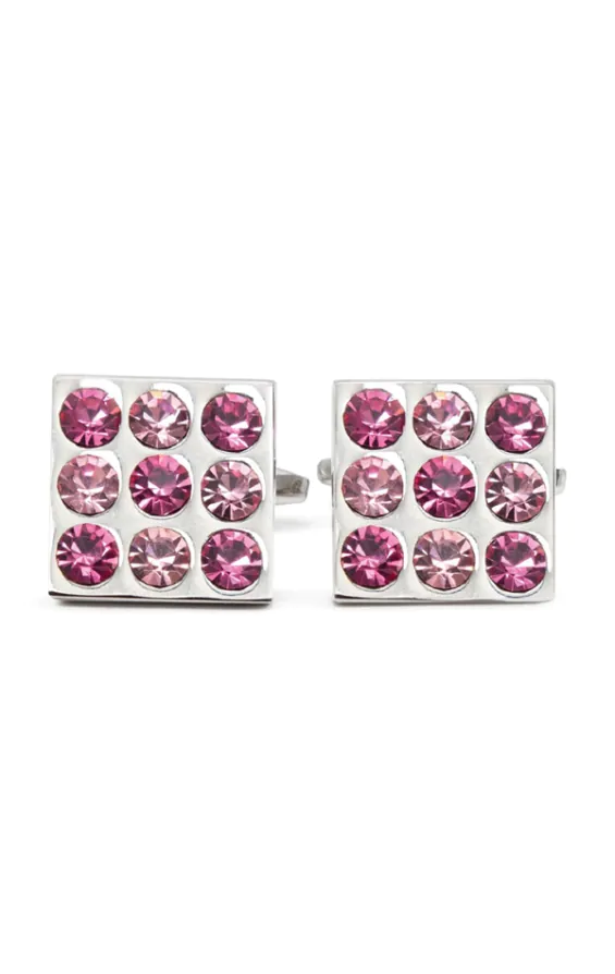Two Tone Pink Crystal Square Cufflinks - photo 2
