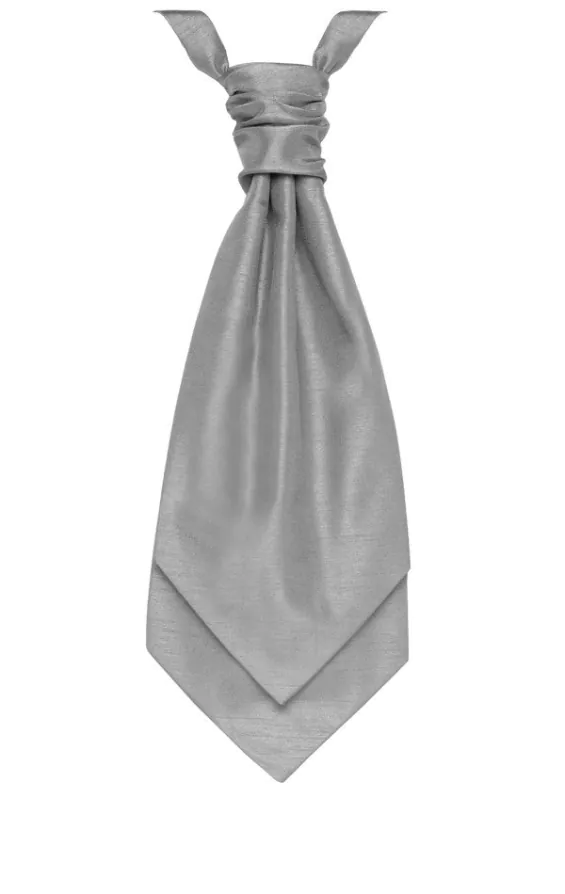 Pre-Tied Silver Dupion Cravat Pre-Tied Silver Dupion Cravat