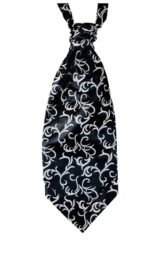 Black/Silver Edwardian Swirl Jacquard Cravat