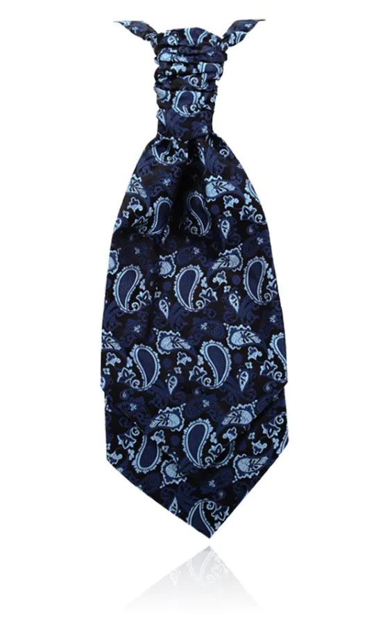 Boys Navy Blue Paisley Silk Cravat Boys Navy Blue Paisley Silk Cravat