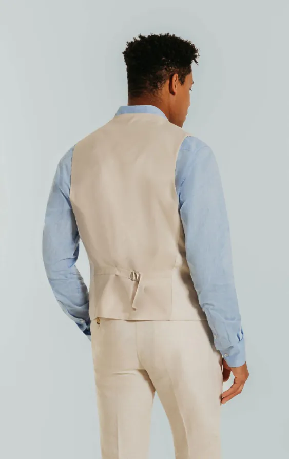 Cream Linen Slim Fit Vest - photo 2 Cream Linen Slim Fit Vest - photo 2